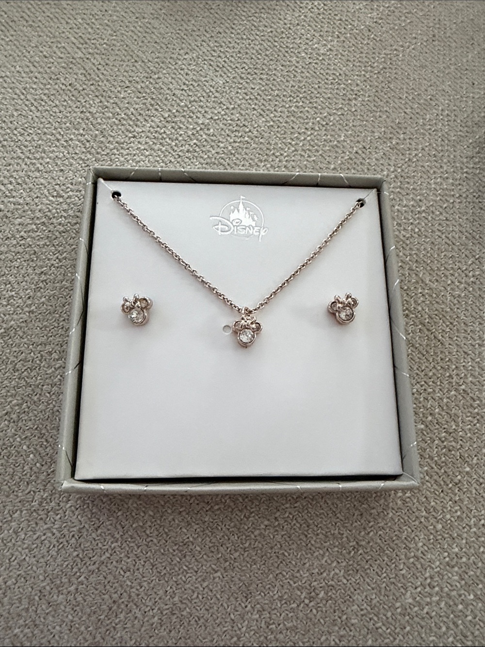 Disney Rose Gold Mickey Pendant Necklace and Stud Earrings Set